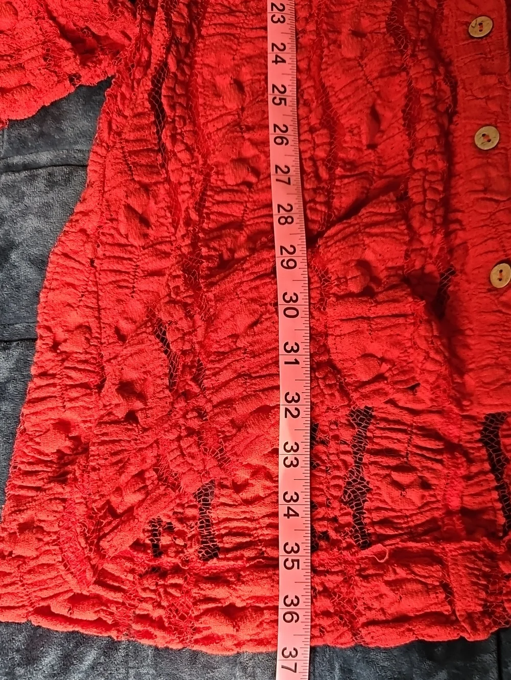 NWT Free People Shayla Lace Dress Tomato Red, L, Stretchy, Mini Slip Included